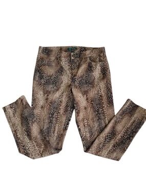 Ralph Lauren Snake-Print Pants in Brown and Cream